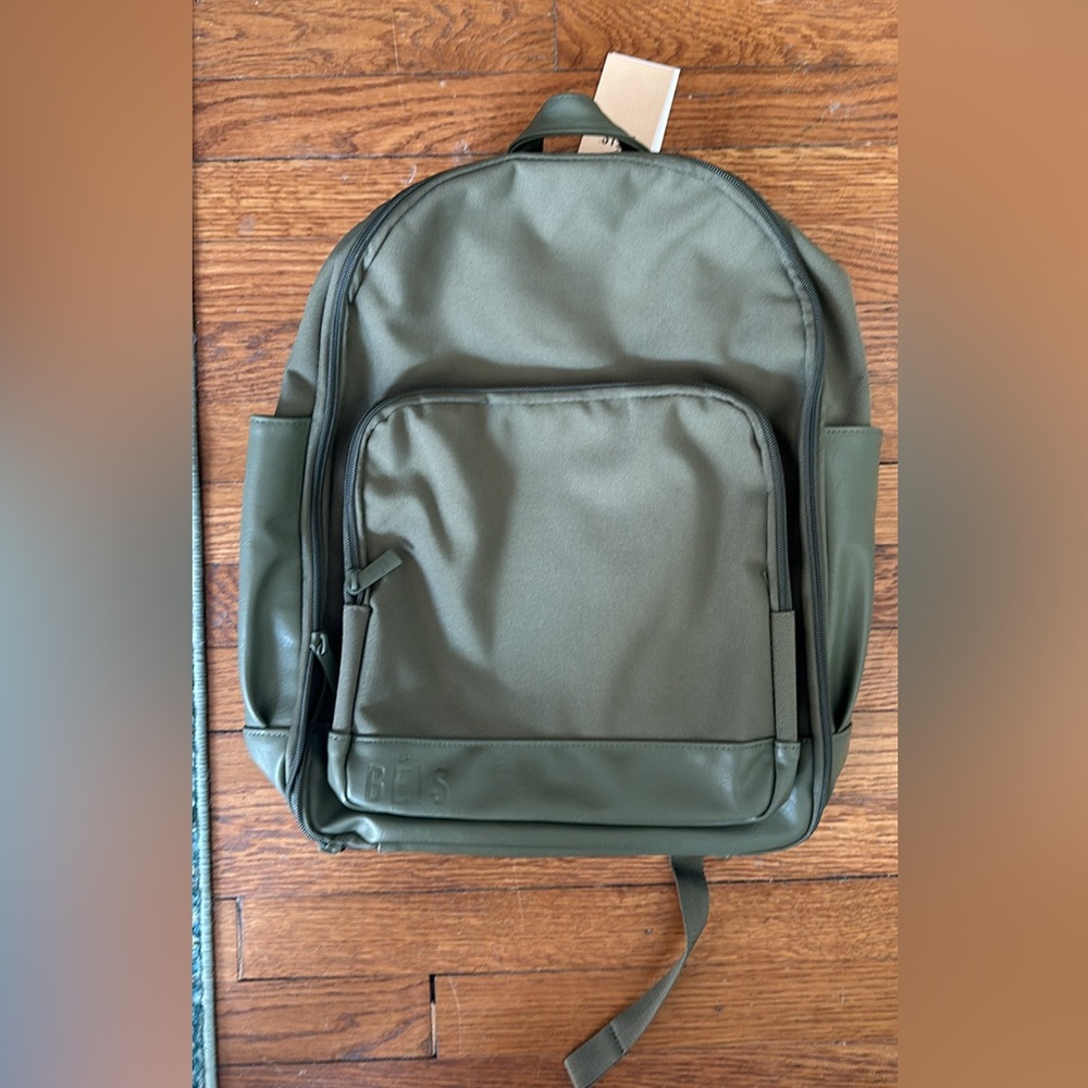 NWT olive green Beis backpack